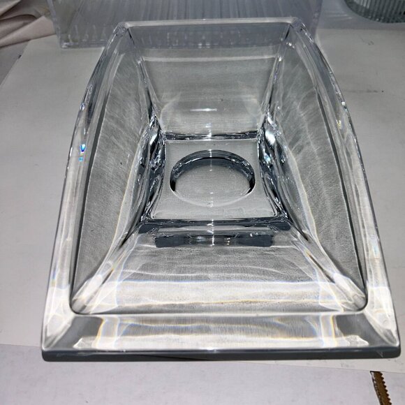 Nambe Crystal Planar Bowl 7"X13" Large Modernist Arched Centerpiece Elegant Vase - Picture 6 of 16